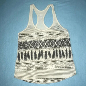 EMPYRE linen blend muscle tank top Aztec feather print lightweight NEW size S
